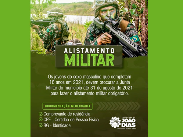 Alistamento Militar em São João neste ano será virtual - Prefeitura de São  João da Boa Vista